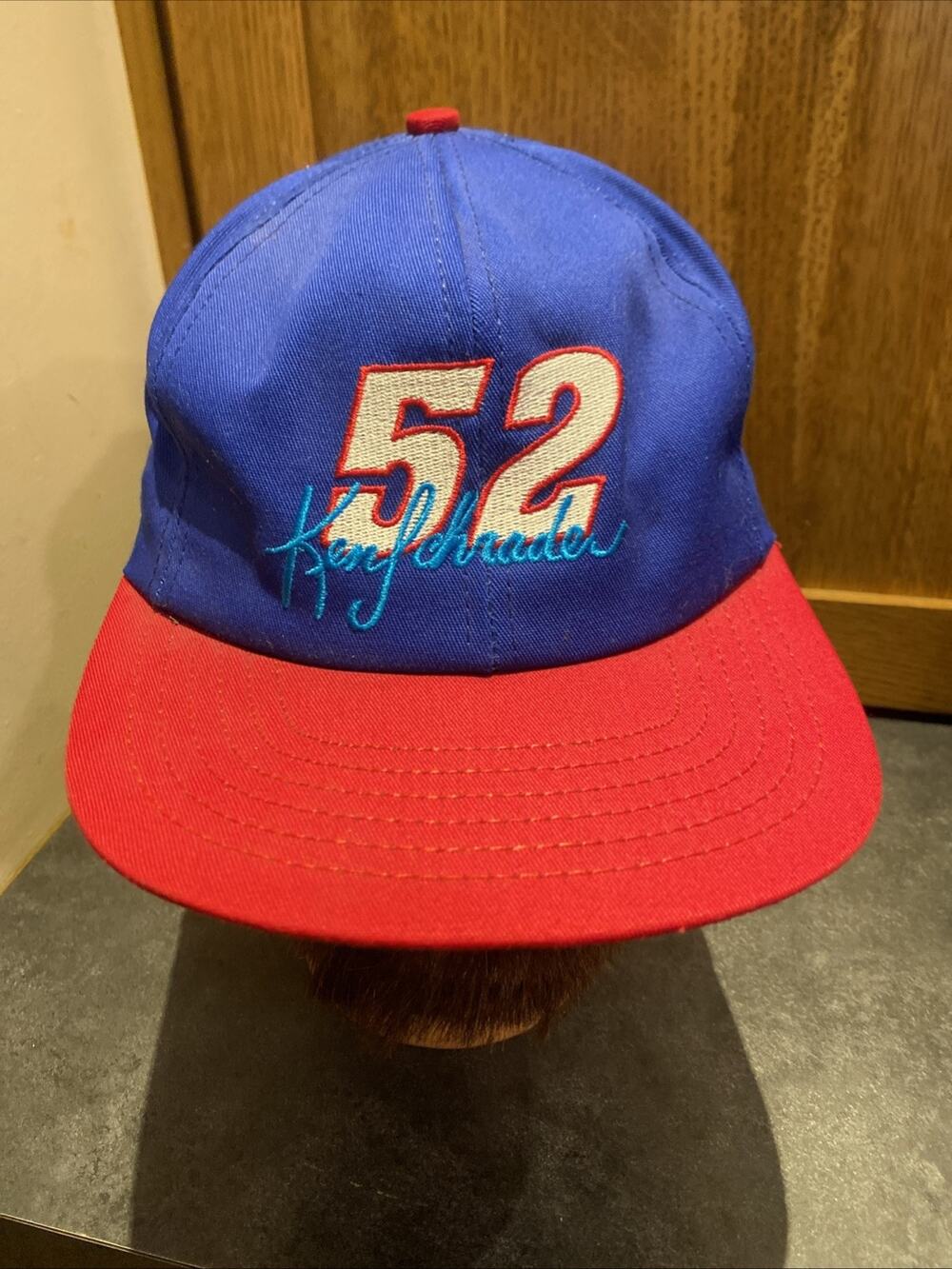 Vintage 90S Ken Schrader #52 Blue Red Snapback Hat Cap Nascar Winston USA Made